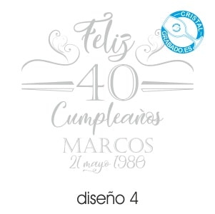 Ejemplo de diseño de grabado con motivo de cumpleaños